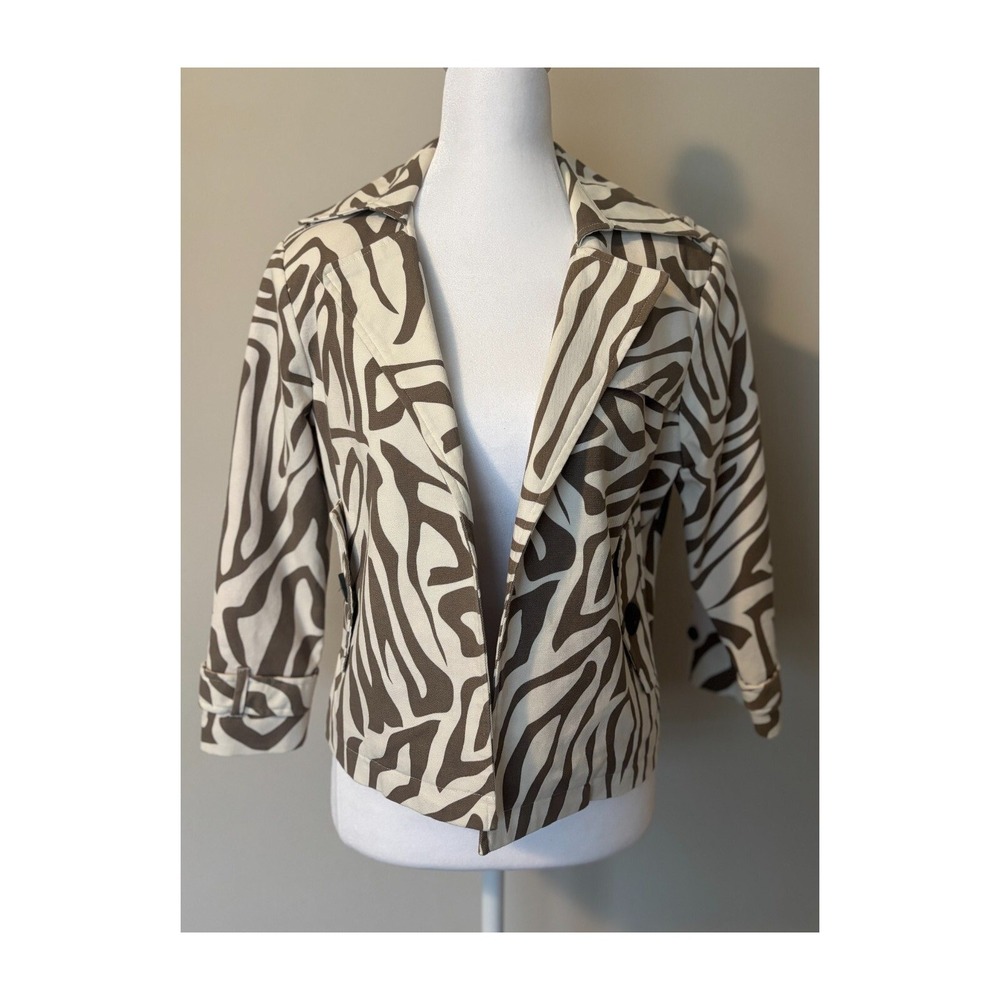 Patrick Christopher‎ Zebra Print Blazer Brown Cream Jacket M Fall Luxury Career